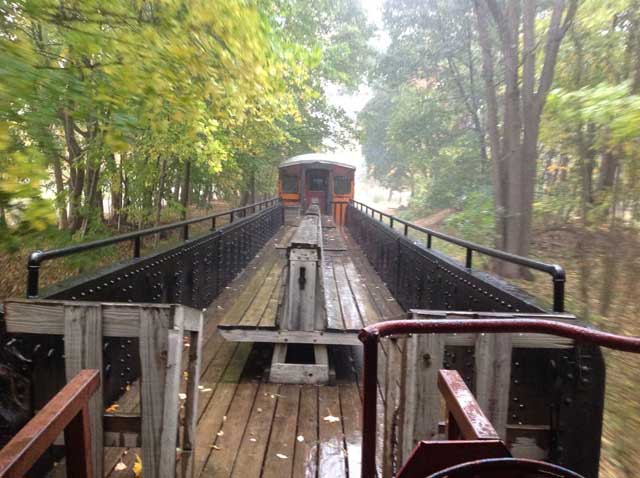 Open air gondola in the rain